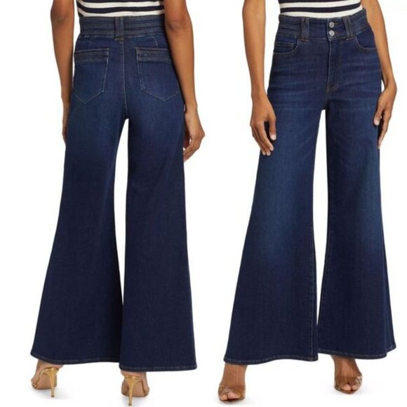 Frame - Triple Binding Slim Palazzo Jeans Flare Leg TBLSP291 Blue Fife: Size 26 - Picture 14 of 17